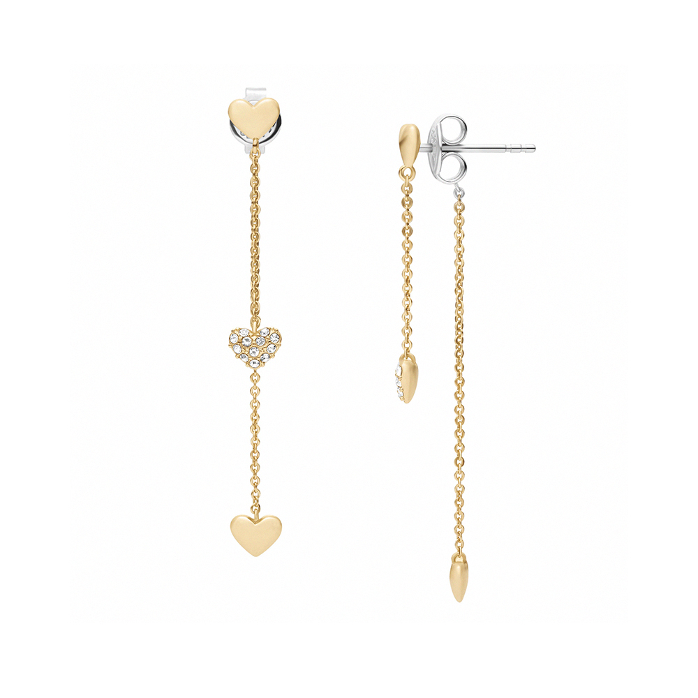 Sutton 戀戀心語黃銅吊墜耳環-金色 JA7300710