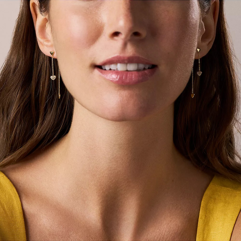 Sutton 戀戀心語黃銅吊墜耳環-金色 JA7300710