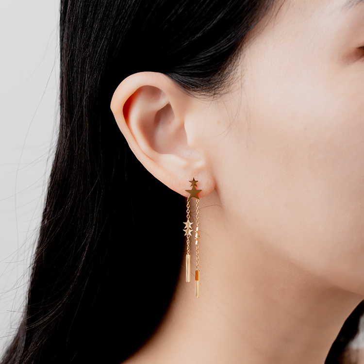 miramira自然｜雙鍊星星耳環D2114-金46012
