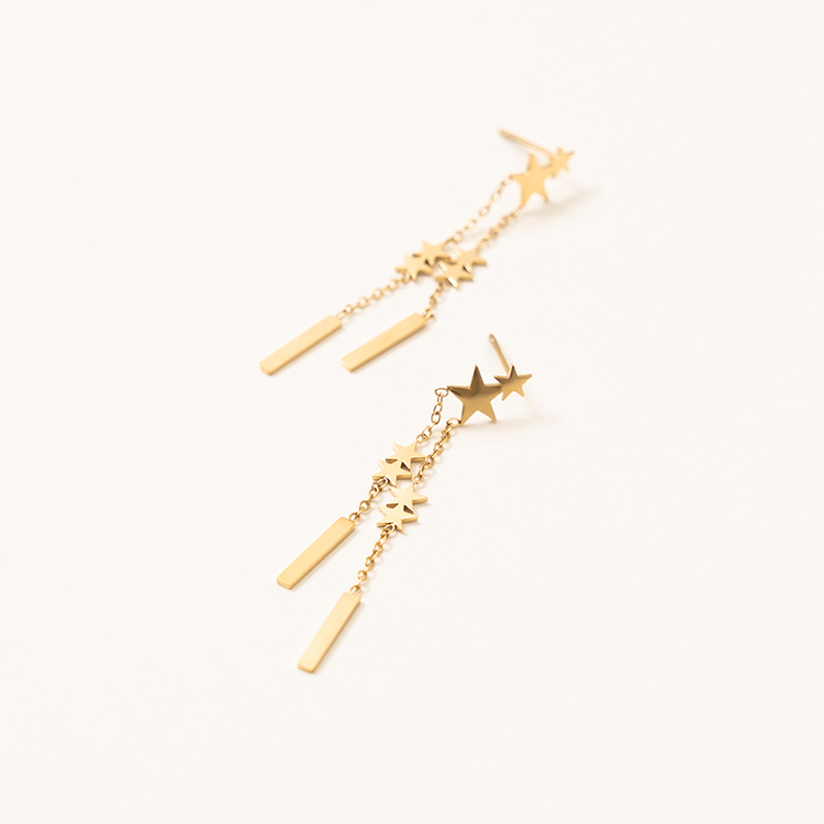 miramira自然｜雙鍊星星耳環D2114-金46012