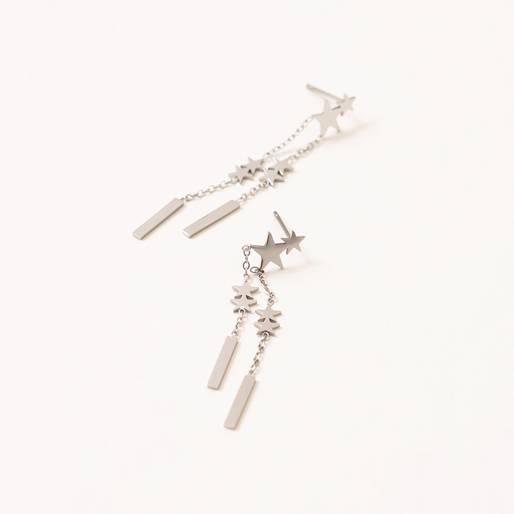 miramira自然｜雙鍊星星耳環D2114-銀46029