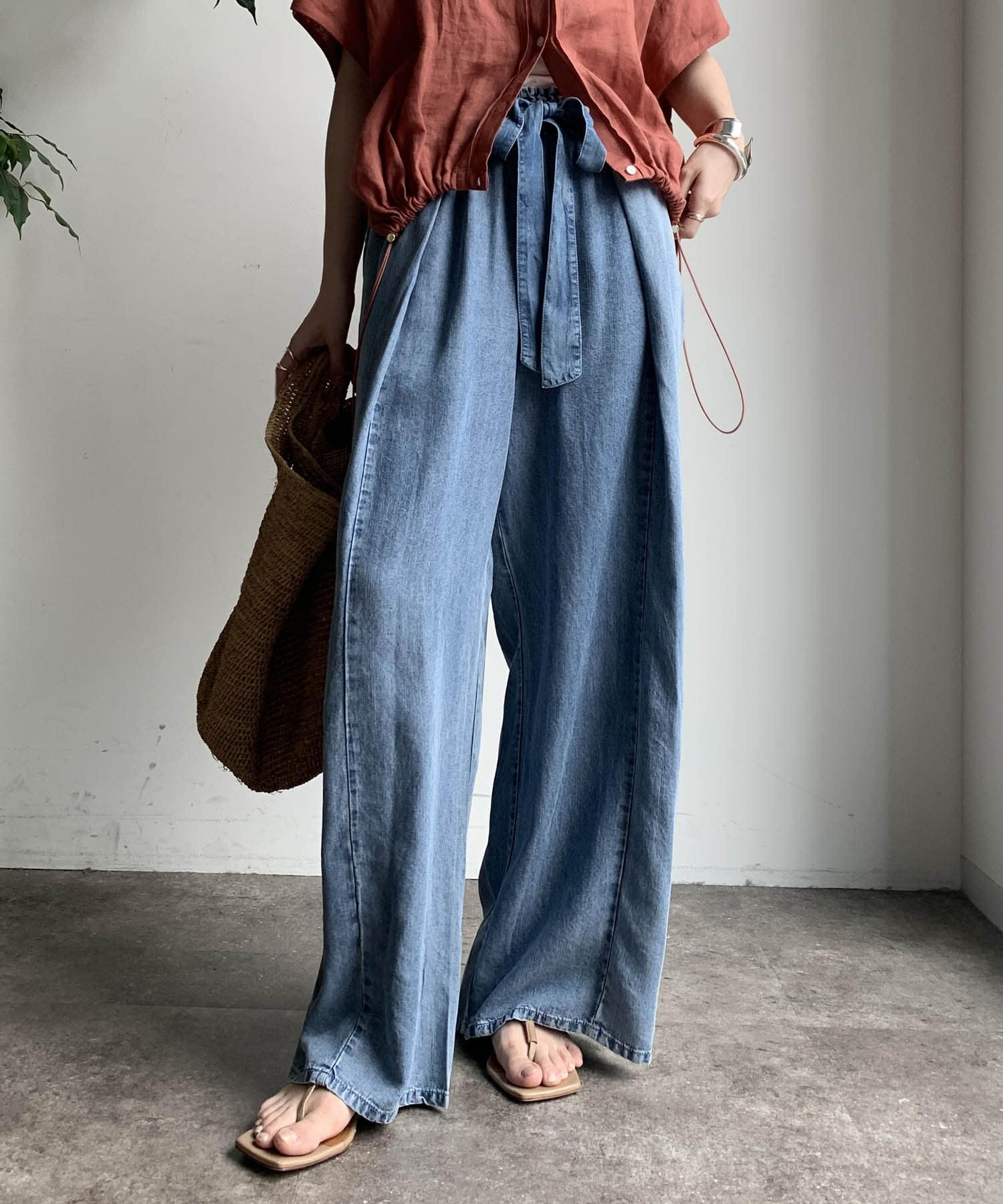 DOUDOU(ドゥドゥ)  【WEB限定】リヨセルデニムイージーパンツ天空藍（DDZ1051403A0001）