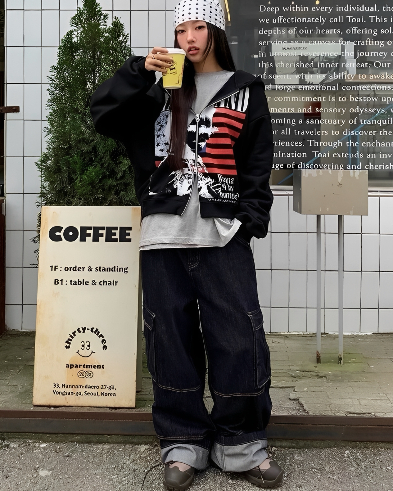 BOXY 重磅 復古 國旗 人像 雙拉鏈 連帽 外套