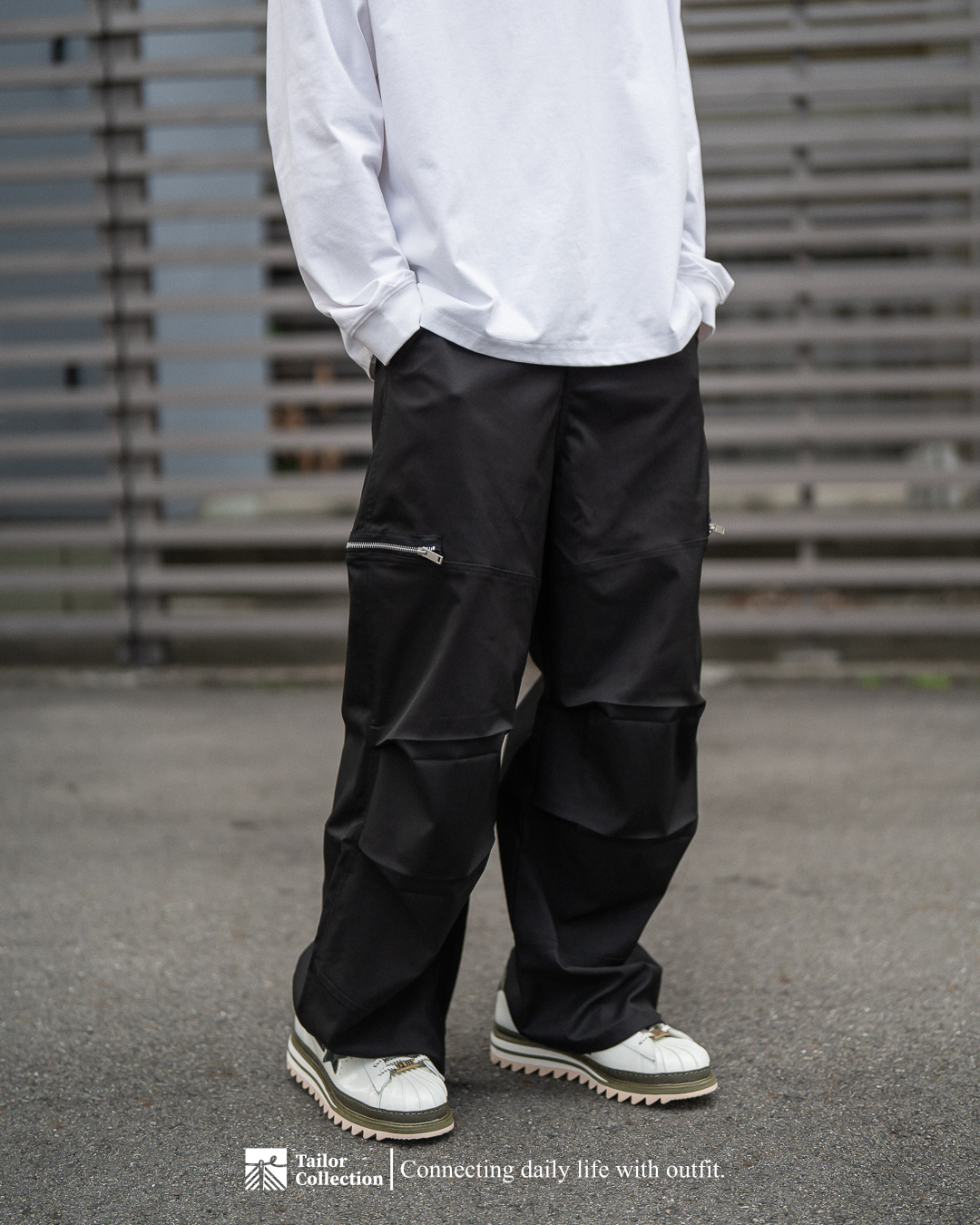 #預購+現貨 Tailor collection 復古工裝 寬鬆拉鍊傘兵直筒長褲 兩色