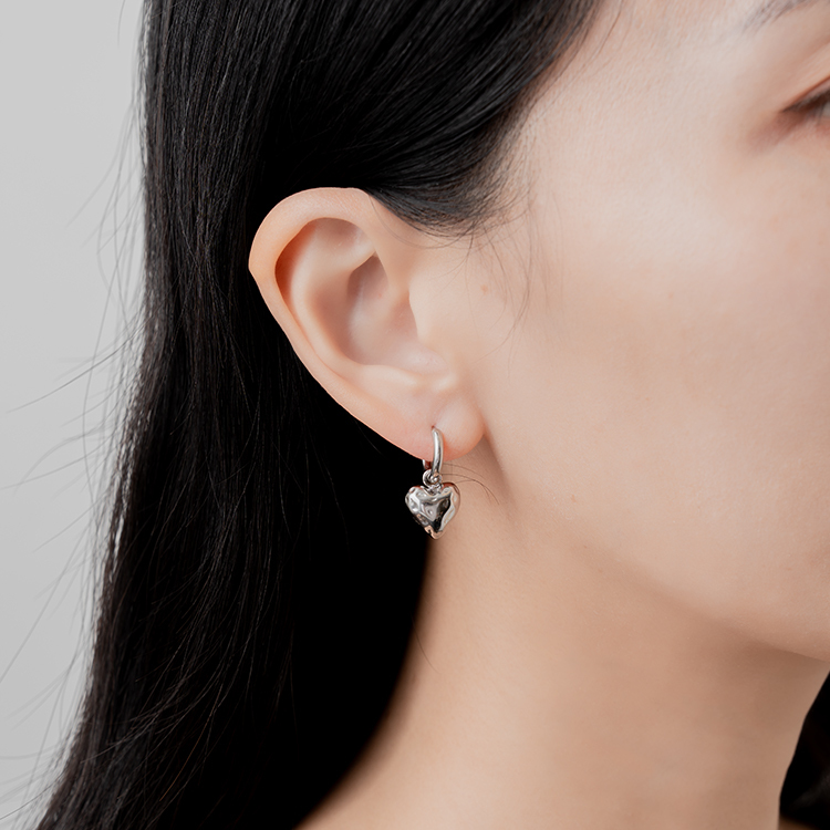 miramira心語｜圓圈愛心墜耳環D2022-銀43387