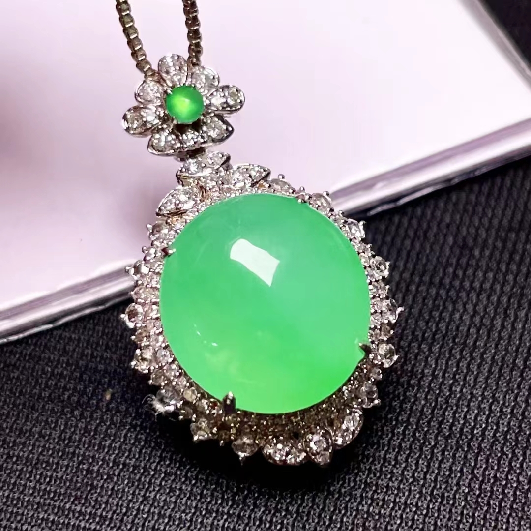 翡翠蛋面吊墜,天然翡翠A玉, 緬甸玉, Jade, Jadeite