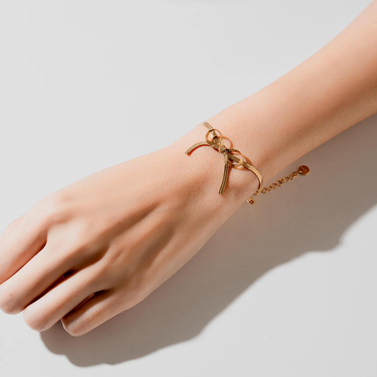 miramira純映｜單層蝴蝶結墜手鍊C0969-金66892