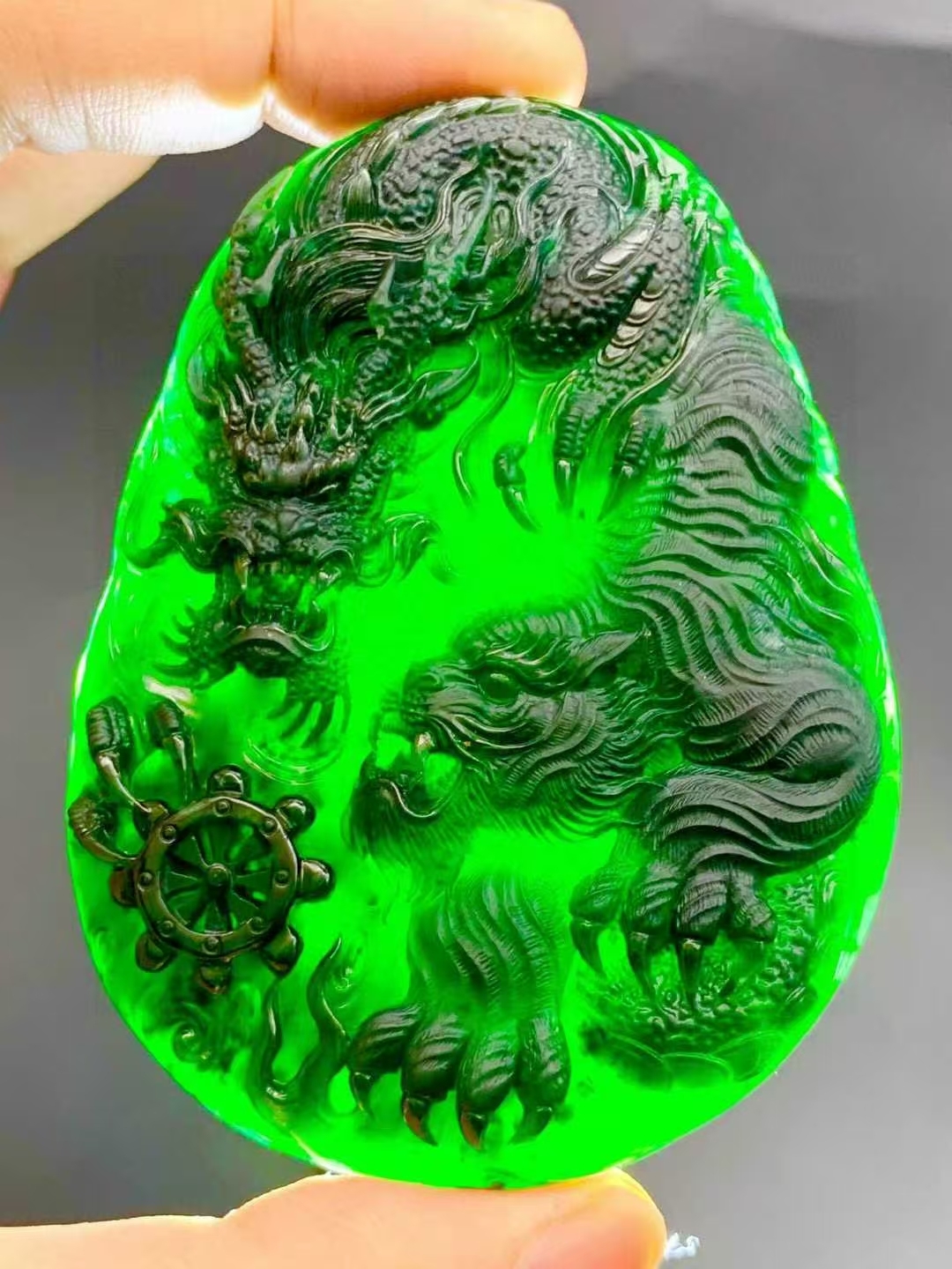 翡翠墨翠臥虎藏龍,天然翡翠A玉, 緬甸玉, Jade, Jadeite