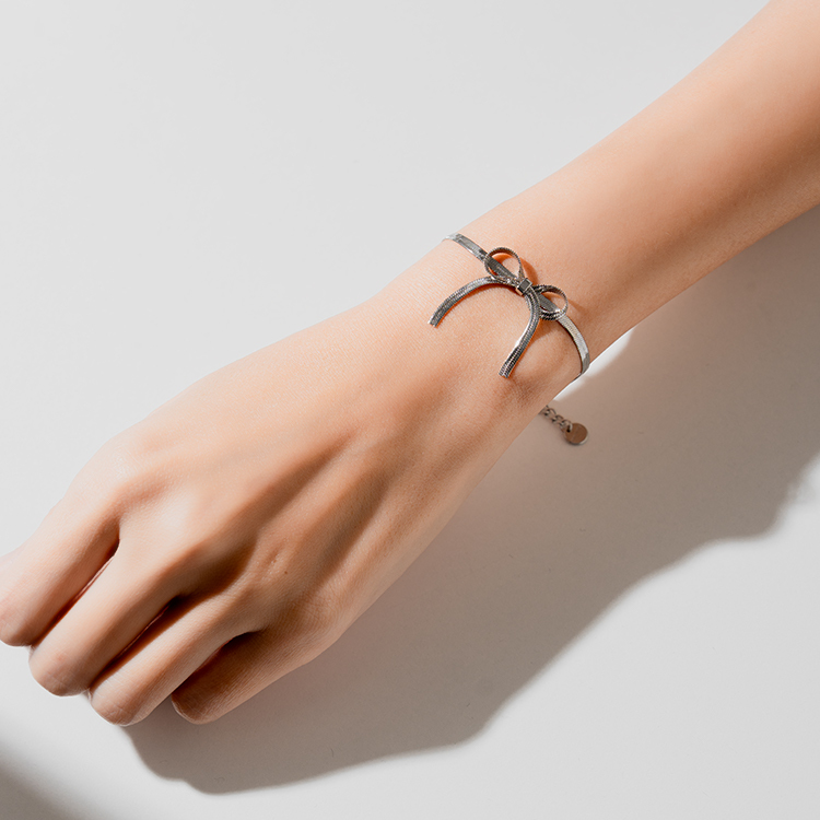 miramira純映｜單層蝴蝶結墜手鍊C0969-銀66908