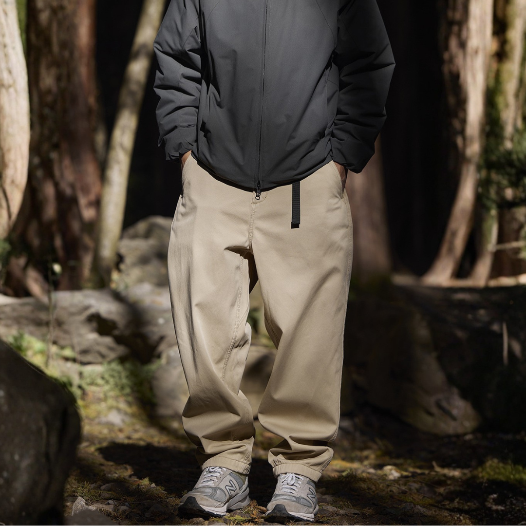 秋冬必備【加絨保暖】水洗微錐斜紋休閒褲