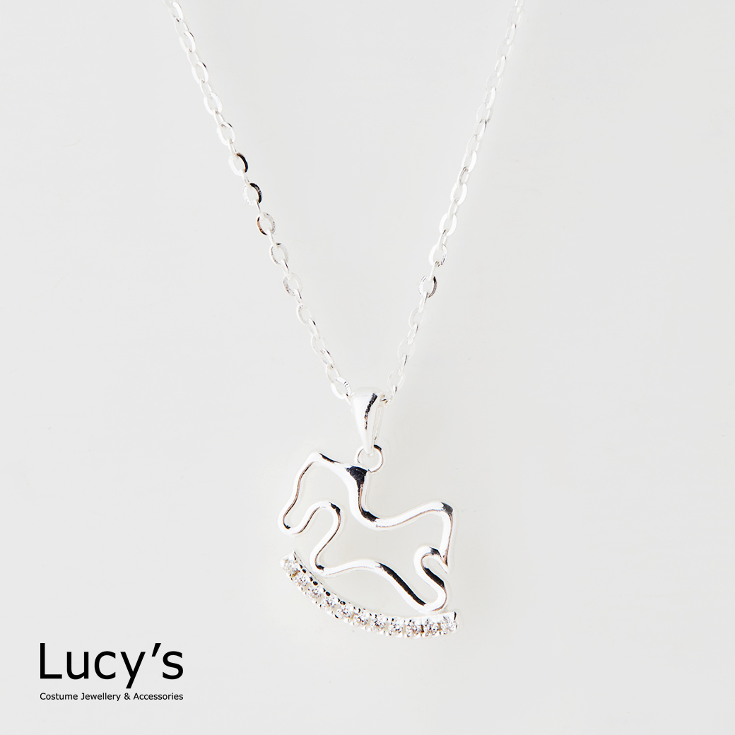 925純銀 手繪木馬 項鍊 (128463)