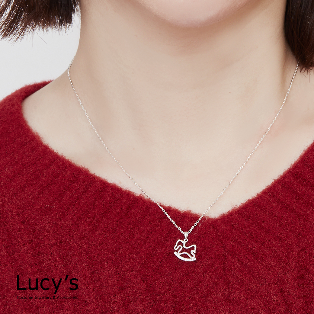 925純銀 手繪木馬 項鍊 (128463)