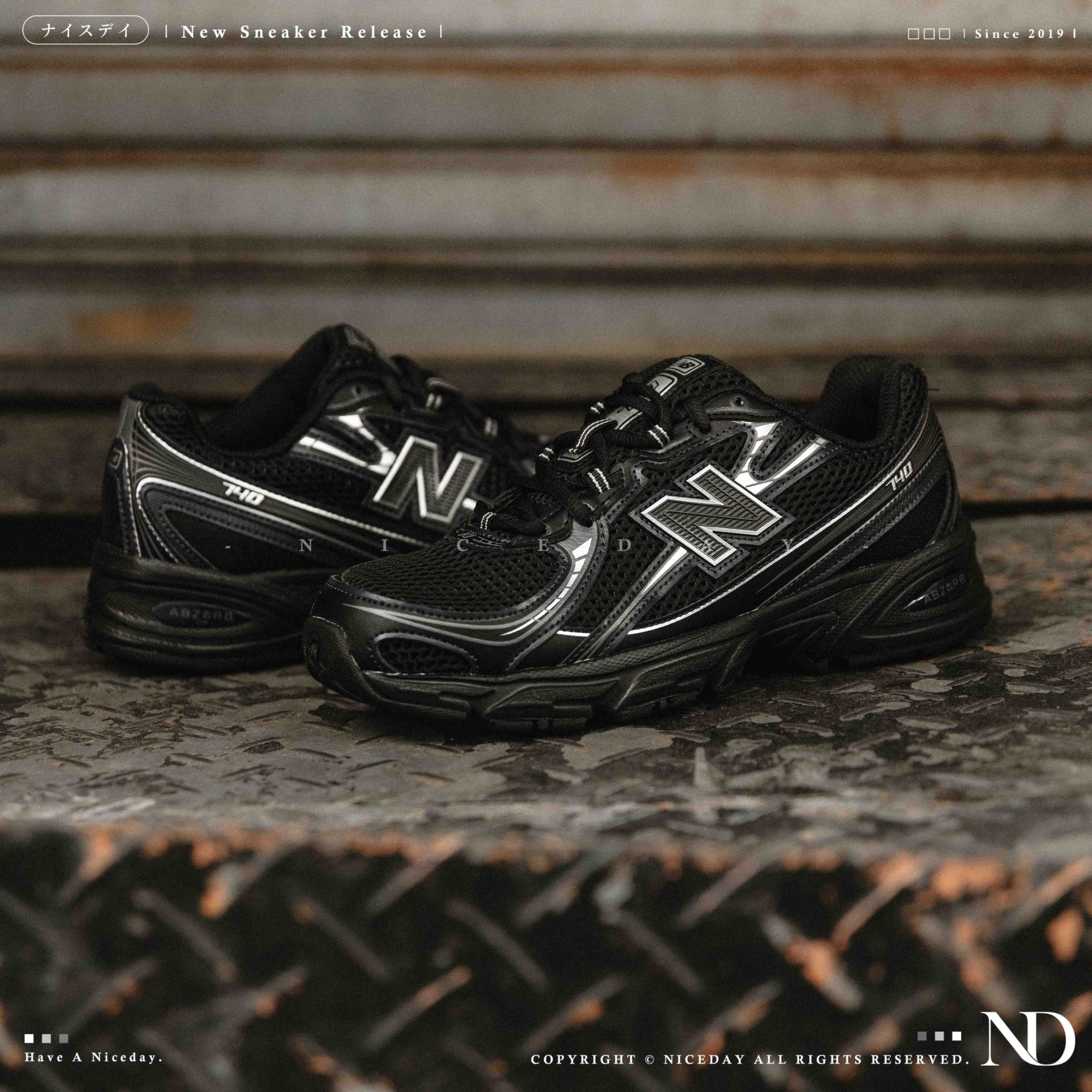 NICEDAY 現貨 New Balance 740 黑魂 黑色 復古 黑銀 男鞋 黑 U740BM2