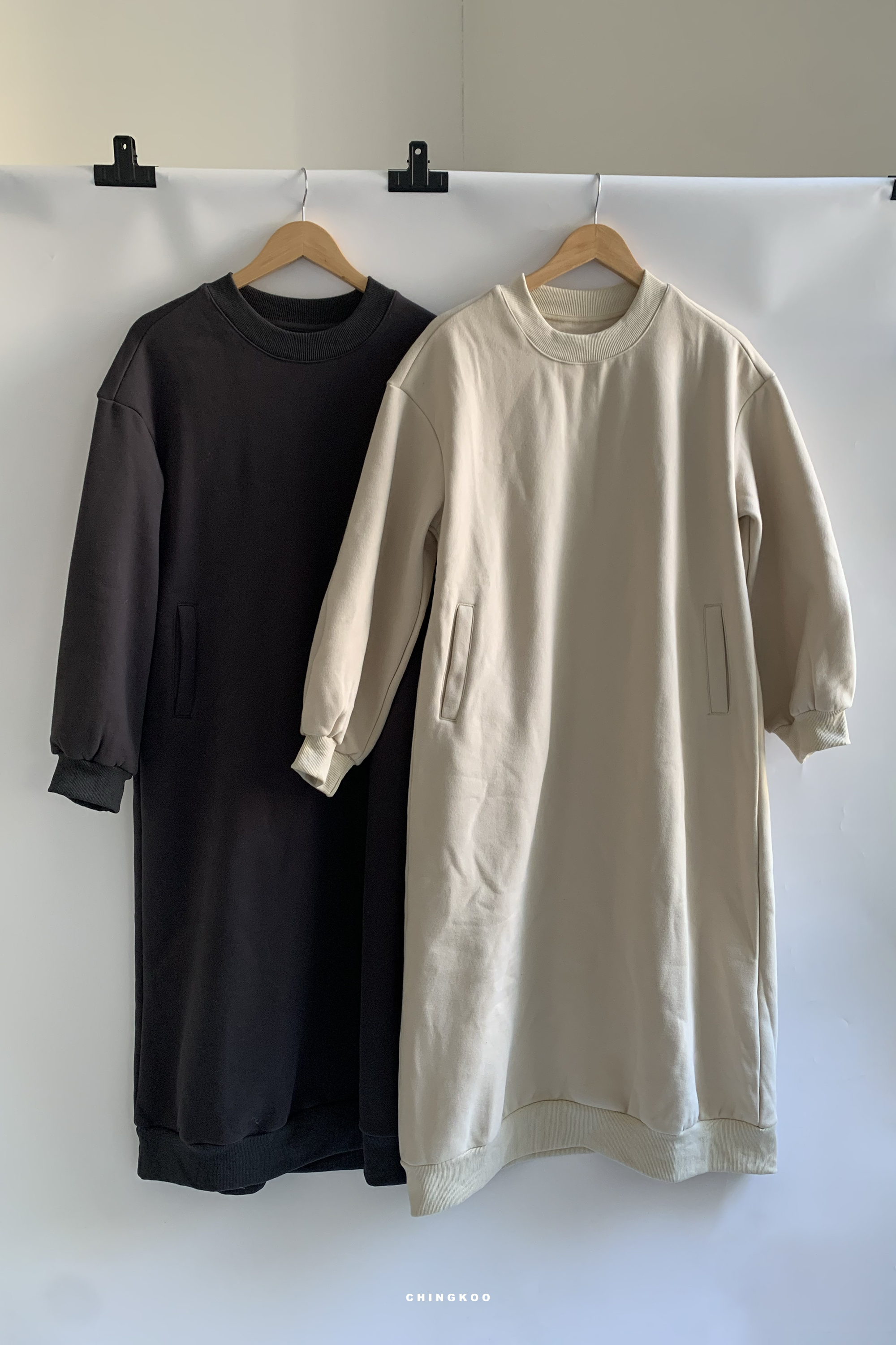 New Year｜暖暖素面口袋連身裙 2色