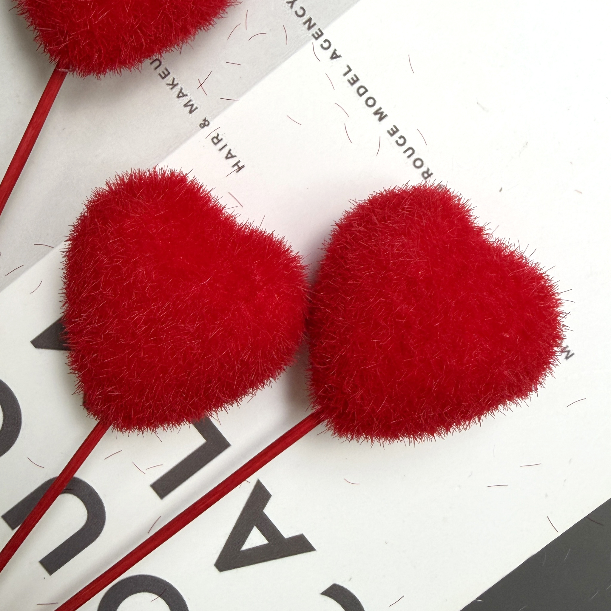 絨毛愛心花插 (5支/包)