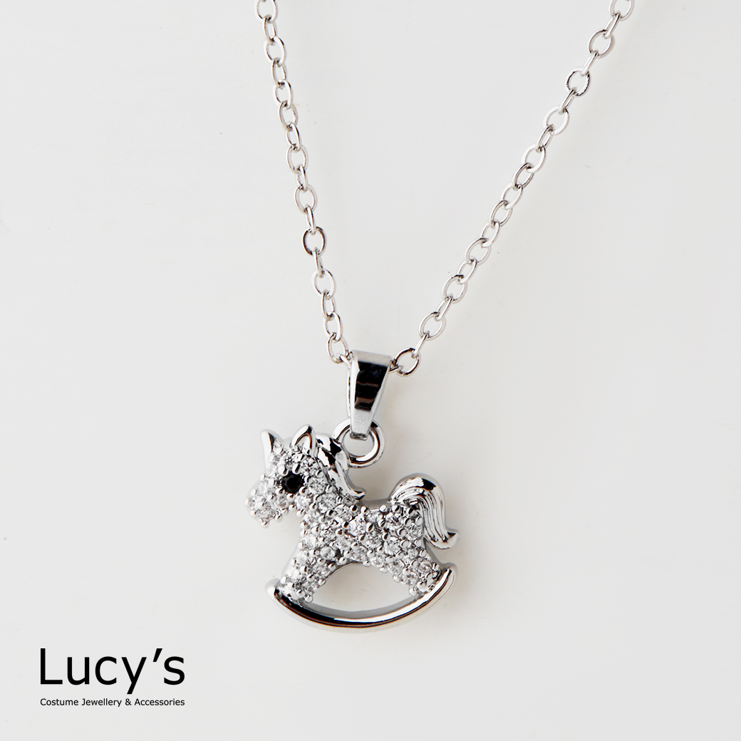 迷你滿鑽搖搖馬 項鍊 (二色) (129292/129293)