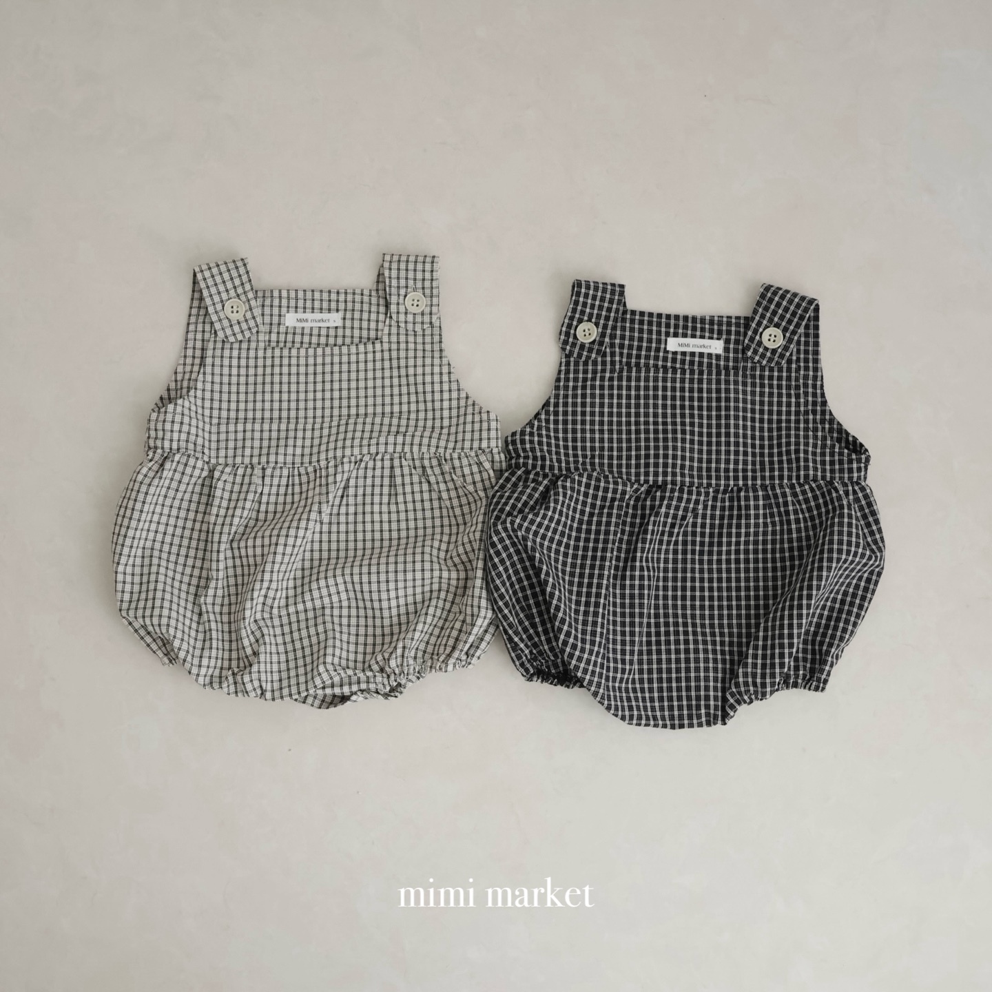 復刻格紋吊帶褲