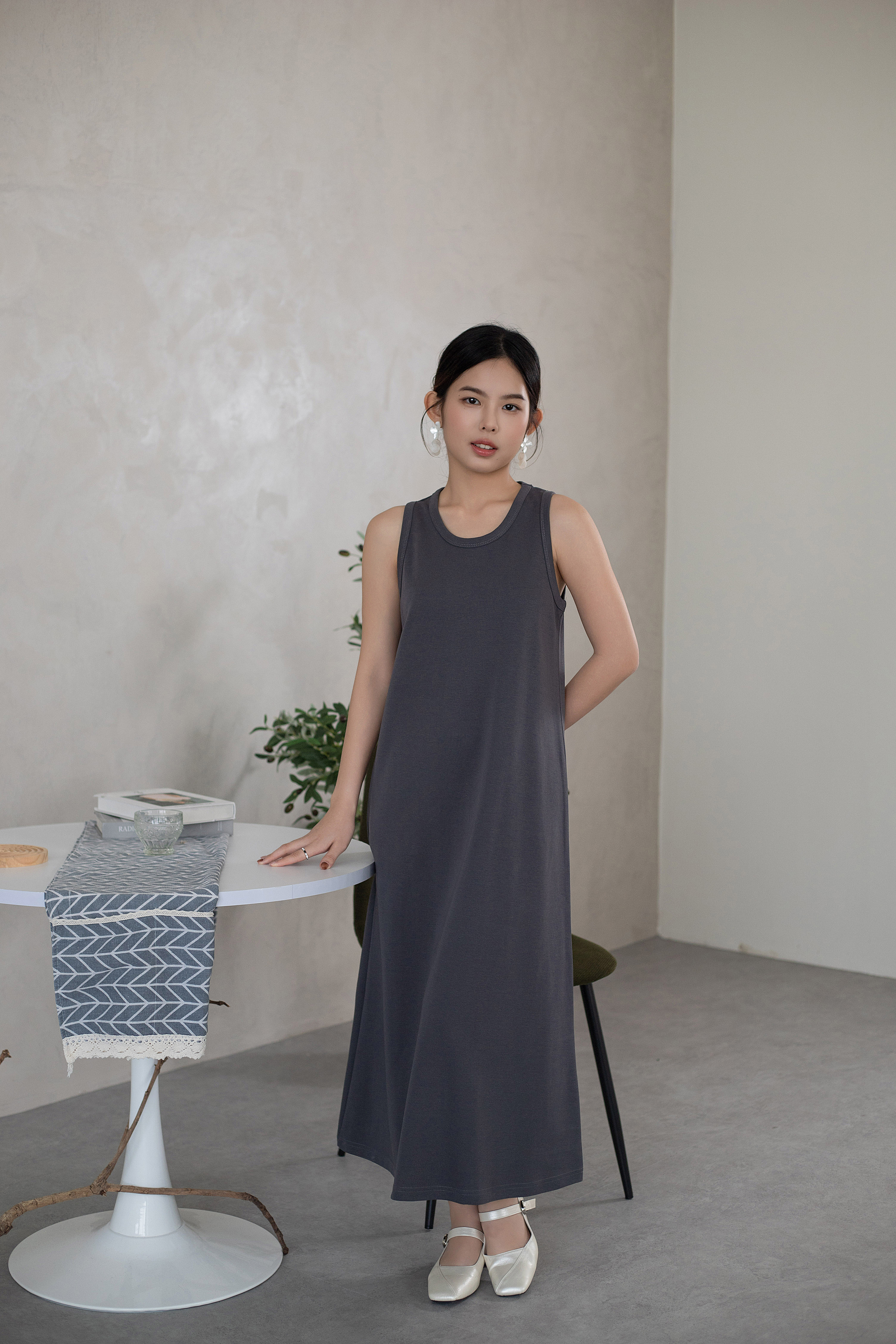 Yumo A line Dress Ash Grey -2616DLGRY