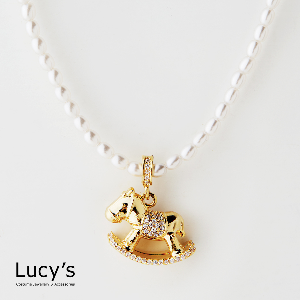 珍珠星光木馬 項鍊 (二色) (129260/129261)