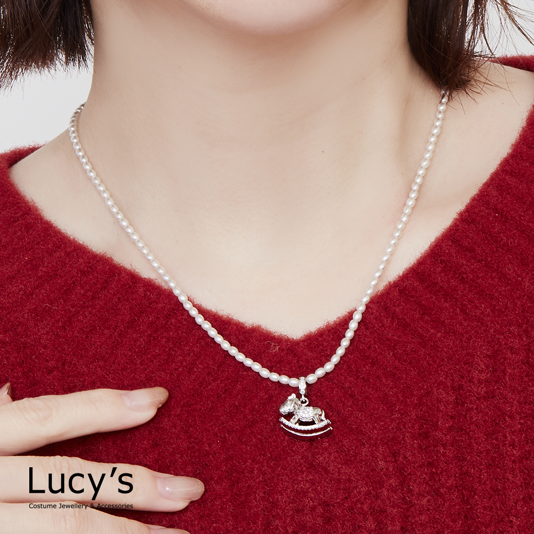 珍珠星光木馬 項鍊 (二色) (129260/129261)