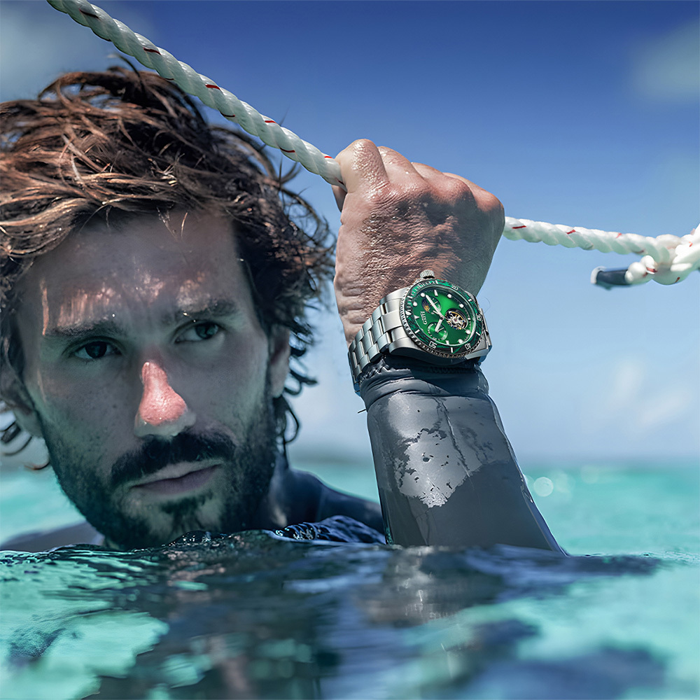 【Bonest Gatti 布加迪】超越潛航系列 BG8003 真兩眼 雙面鏤空 日月星辰 夜光 碳纖維 機械錶