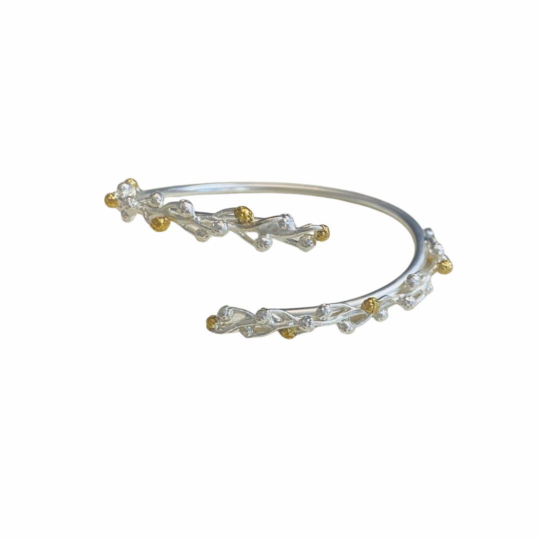 1TA0524-502 THALLO Mimosa Bracelet Statement With Flexible Wire 24K Gold And Sterling Silver #s230b (A-LX-E)