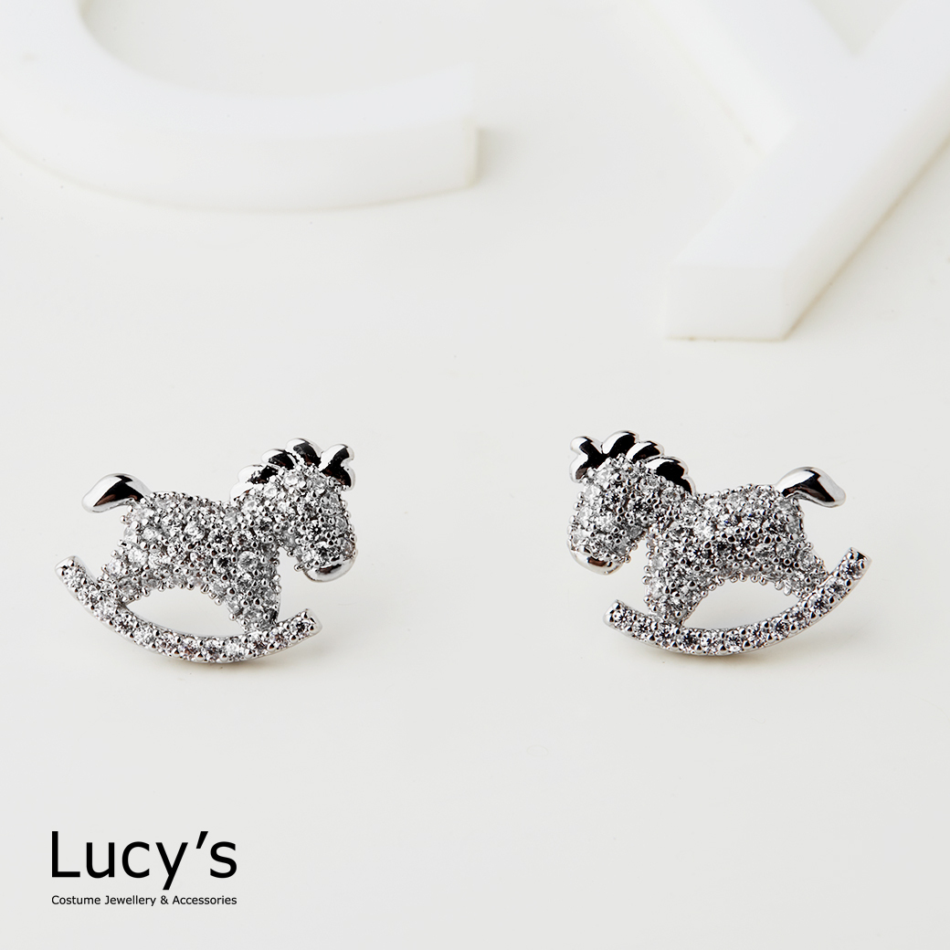 搖搖水鑽木馬 耳環 (二色) (129282/129283)