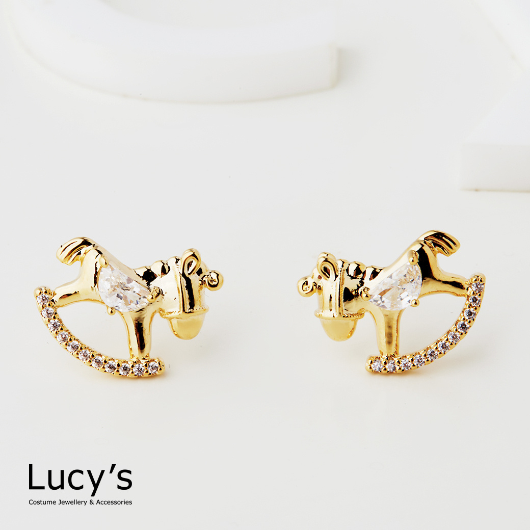 亮鑽小馬 耳環 (二色) (129253/129254)