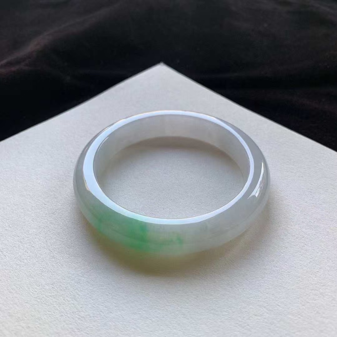 12292343 58.2mm翡翠冰晴綠正圈手鐲 (58-60)