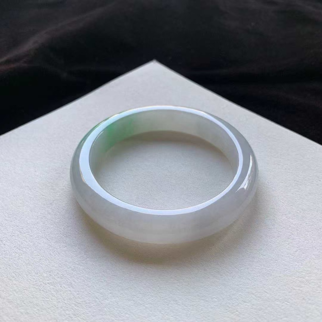 12292343 58.2mm翡翠冰晴綠正圈手鐲 (58-60)