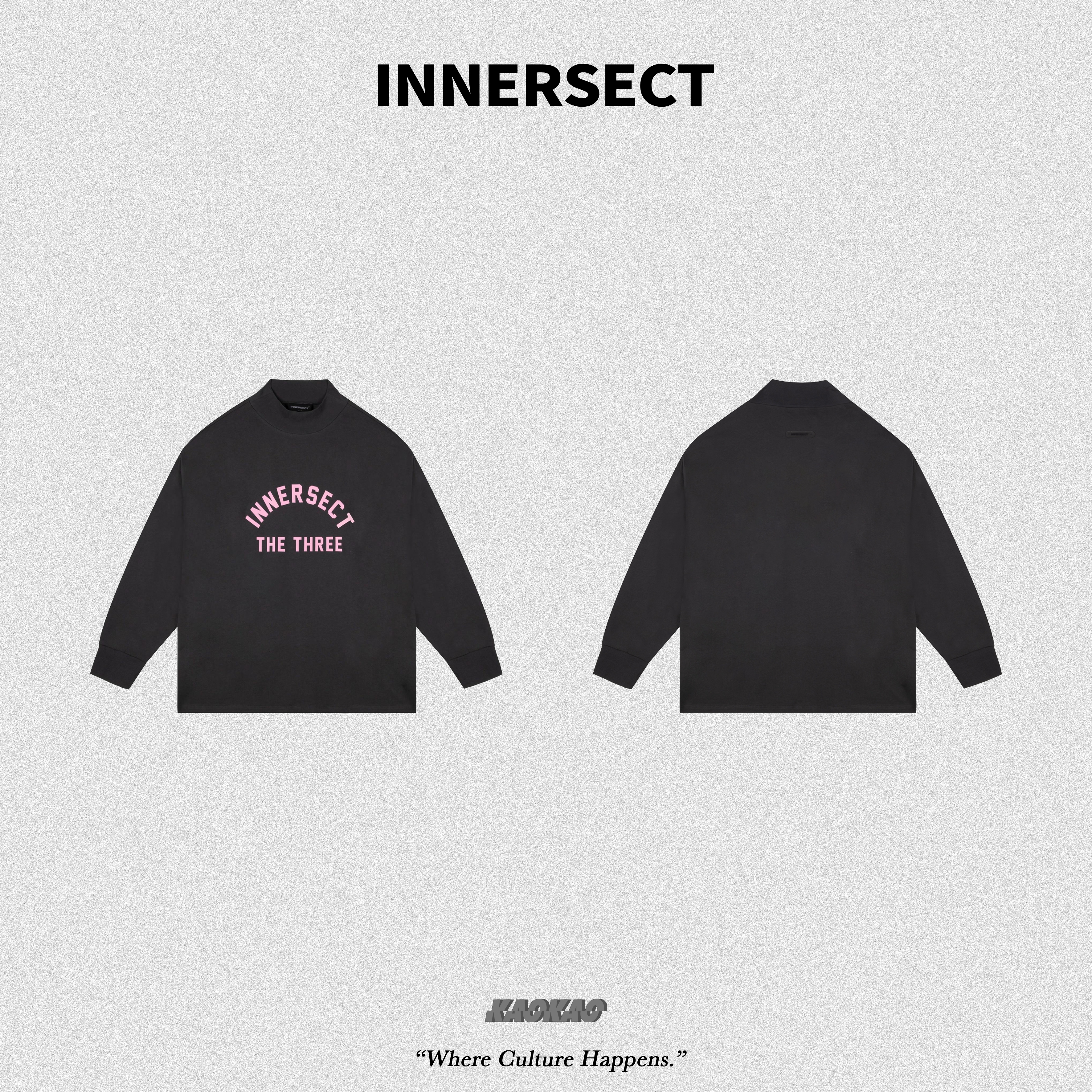 預購1/30前抵台 INNERSECT 三生萬物 灰粉半高領 長袖 上衣 寬鬆【INN24FWTTE245】