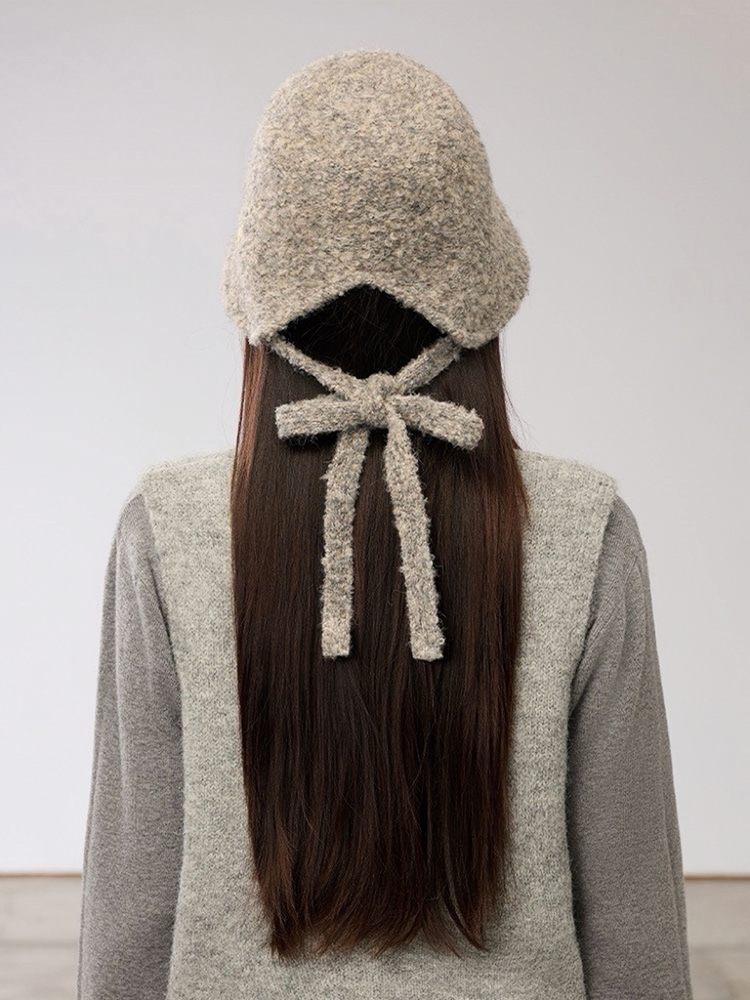 OH!HER 顯瘦後綁帶開叉針織帽 2506（6.8%羊毛）