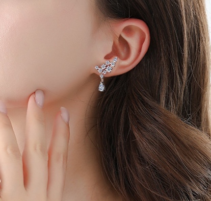 全莫桑鑽豪華水滴耳環         E6.1C029