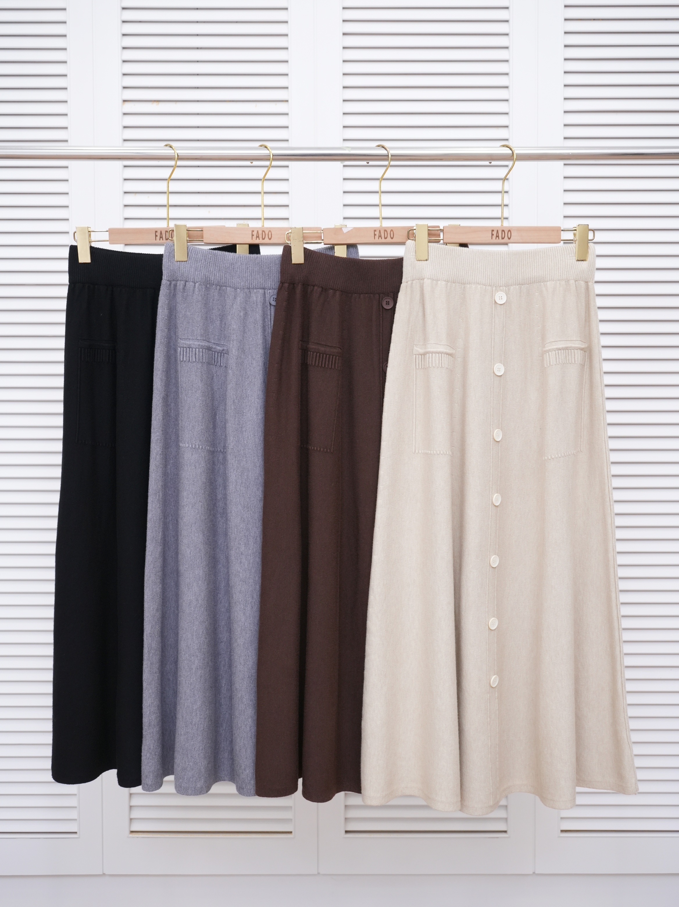 法朵Fado Shop｜排釦假口袋針織裙 413A003 四色