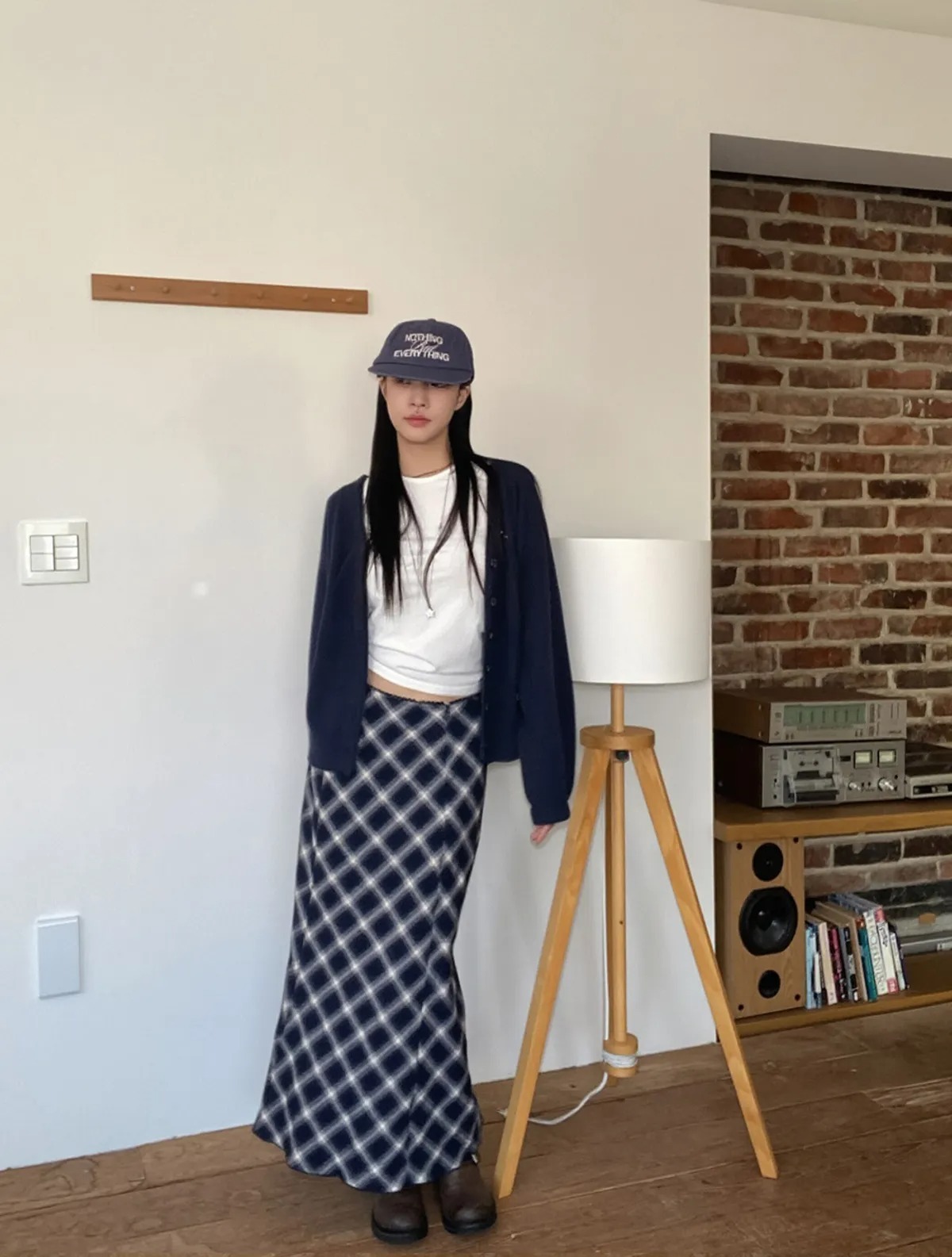 General Idea Vintage Check Long Skirt