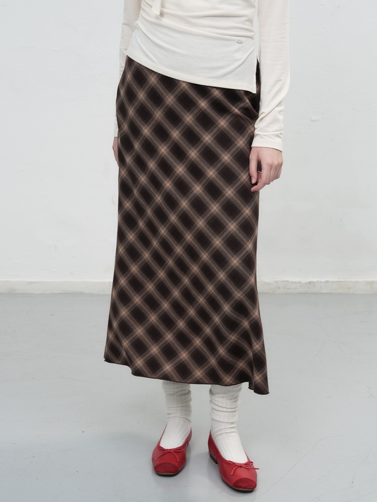 General Idea Vintage Check Long Skirt