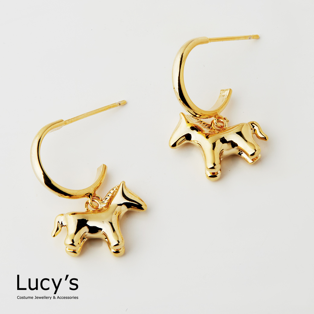 Lucy's-簡約小馬耳環(二色) (129303/129304)