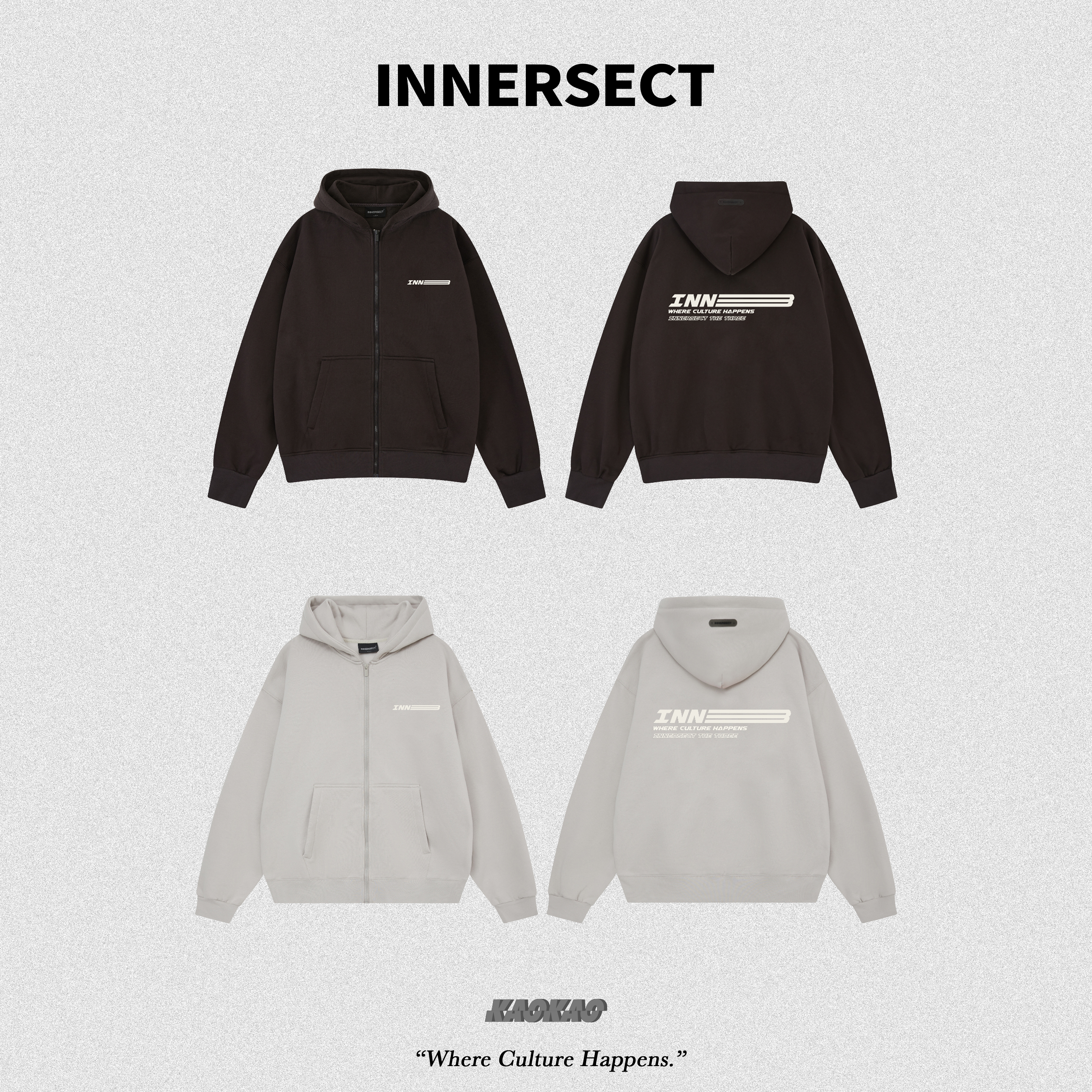 預購1/30前抵台 INNERSECT 三生萬物 開衫字母連帽外套 美式 潮牌 街頭 長袖 寬鬆【INN24FWTHD379】