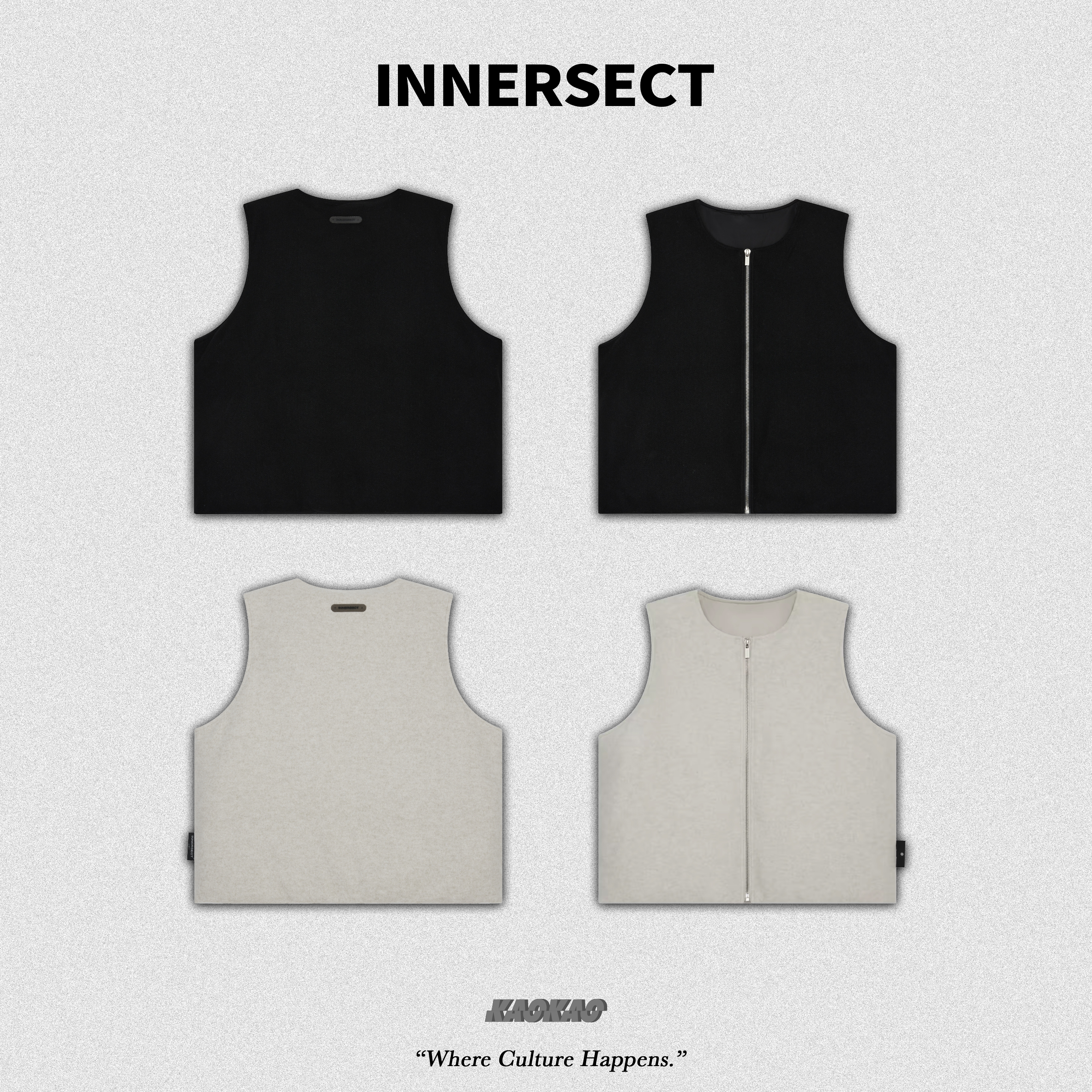 預購1/30前抵台 INNERSECT 三生萬物 素面鋪棉拉鍊背心 雙面穿 男女同款【INN24FWTVT158】