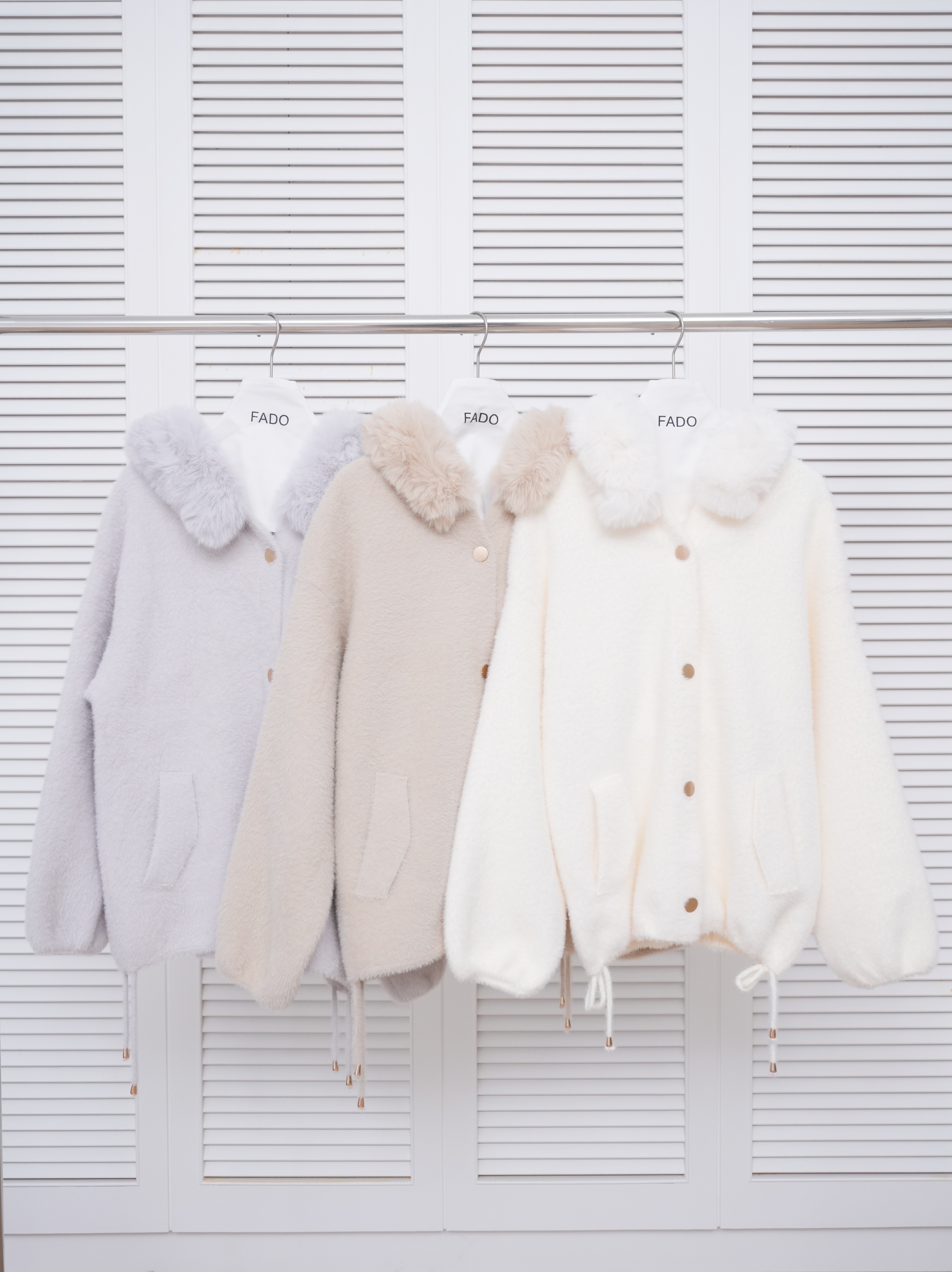 法朵Fado shop｜素面領可拆連帽水貂毛外套 892A055 三色