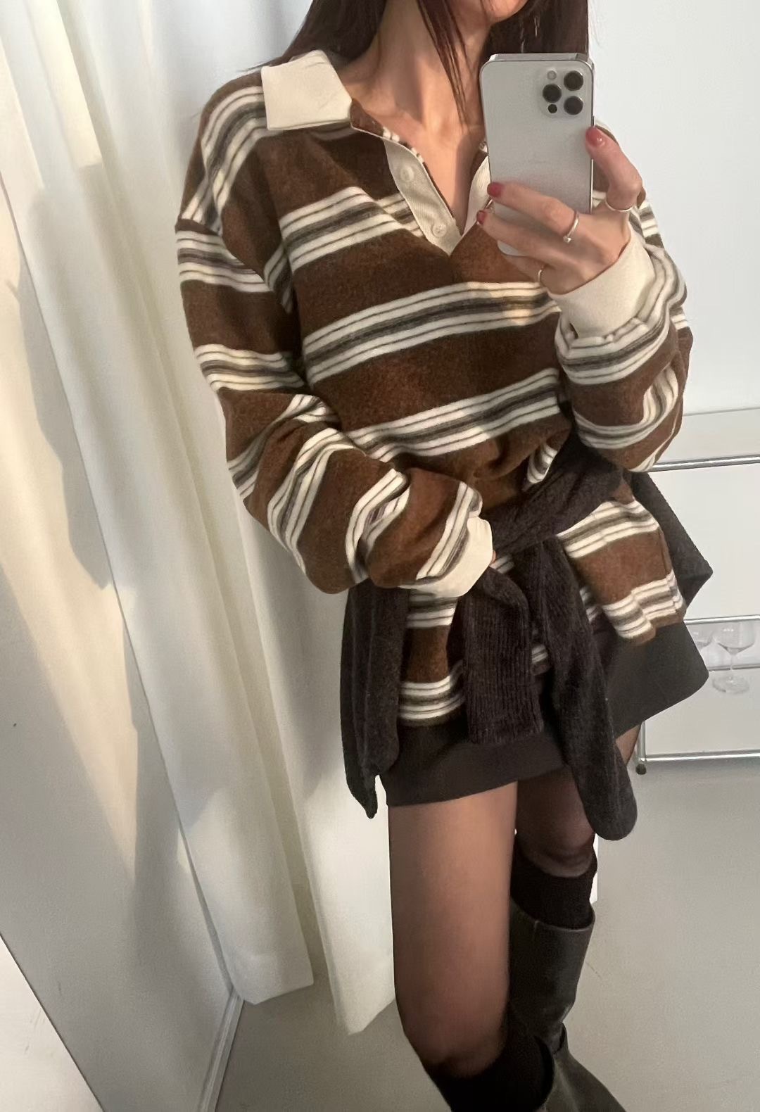 A11-條紋毛呢polo衫(3色)