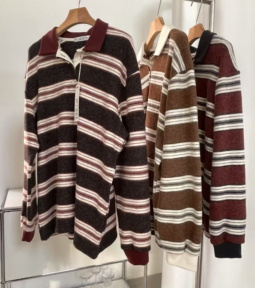 A11-條紋毛呢polo衫(3色)