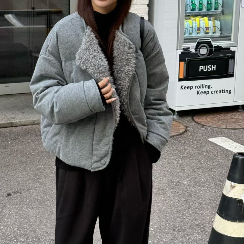 90%鴨絨內鋪QQ毛翻領縮腰外套-F / 2色