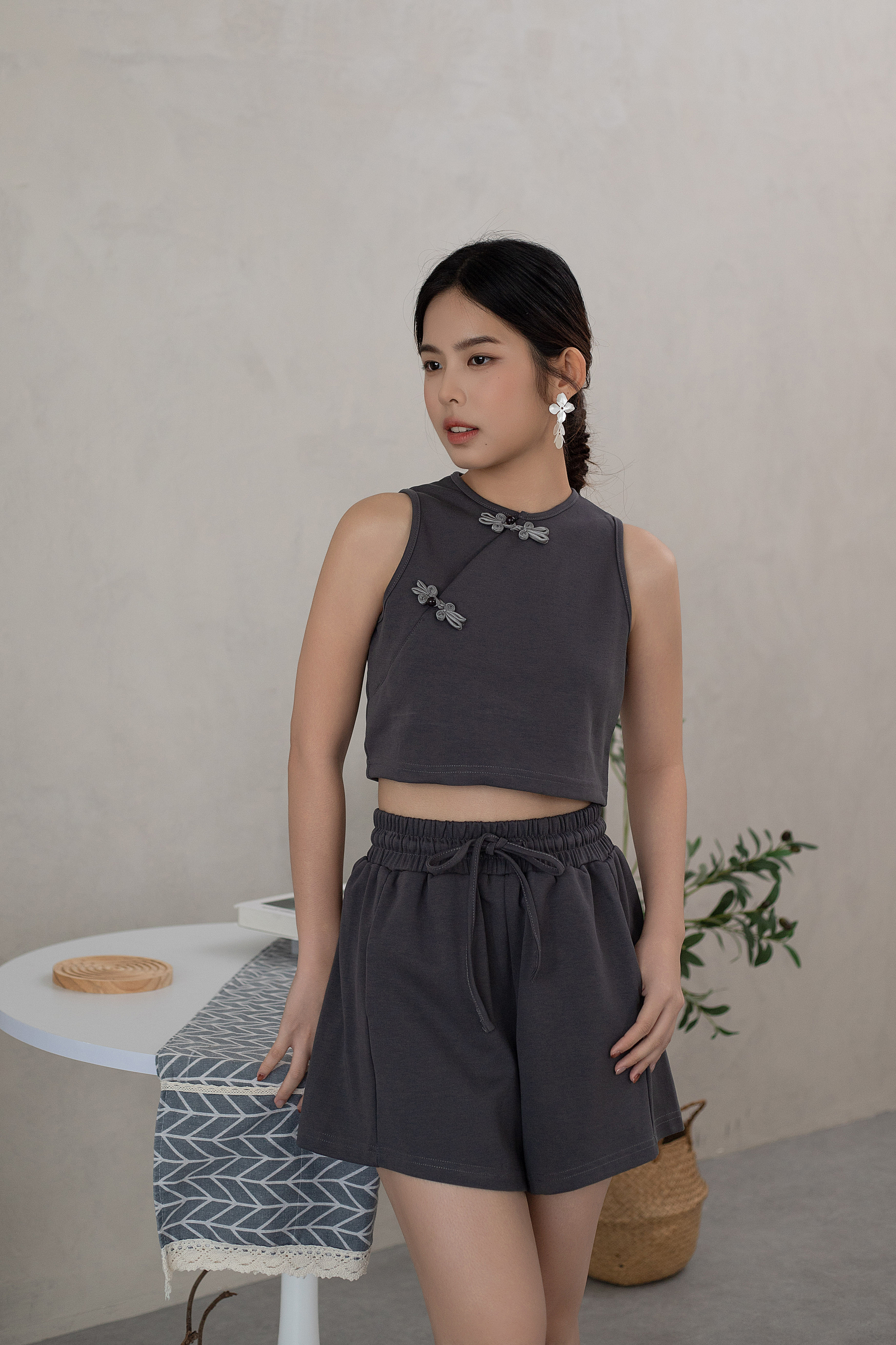 Yumo Cheongsam Top Ash Grey -2611BVGRY