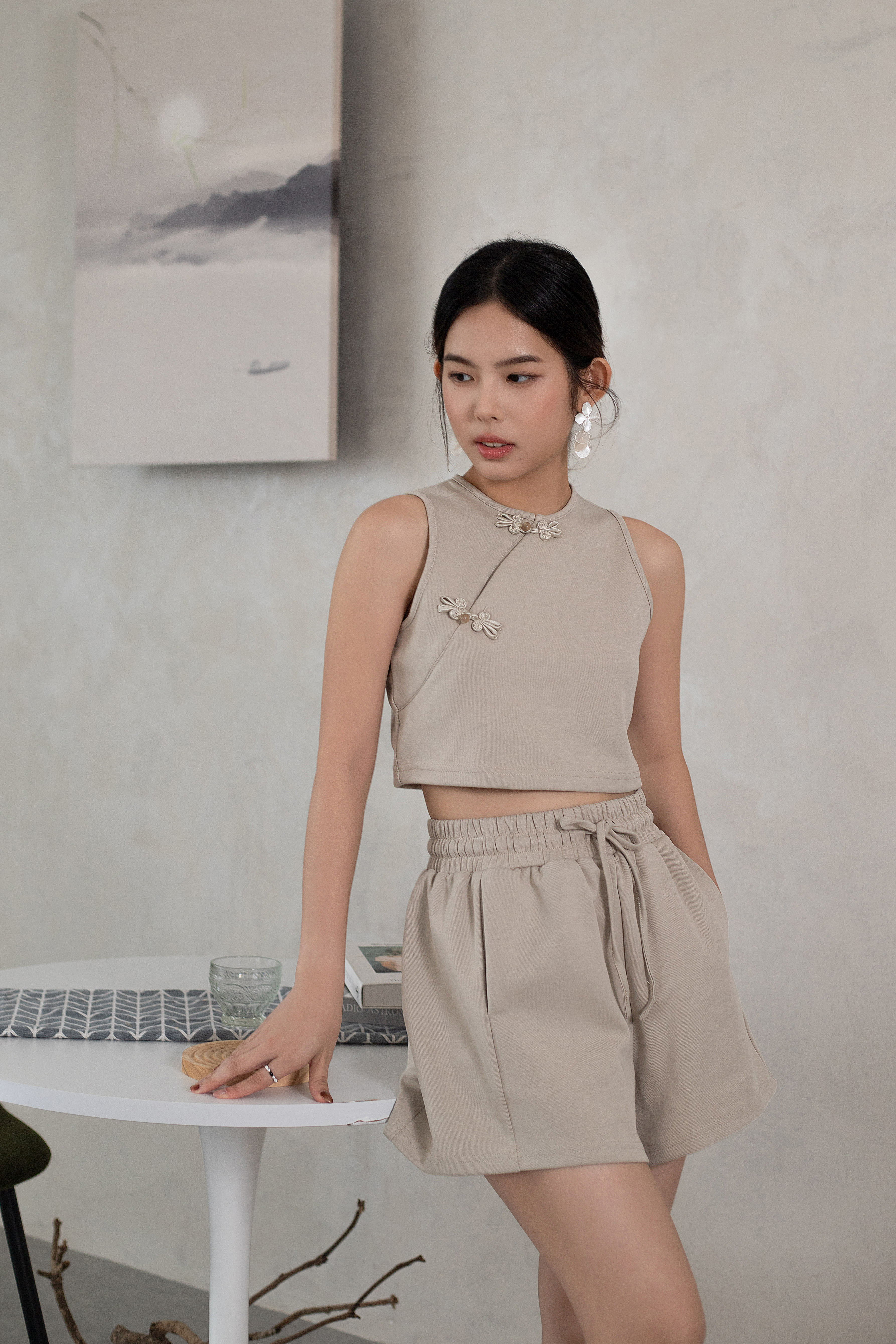 Yumo Cheongsam Top Sand-2611BVSAN