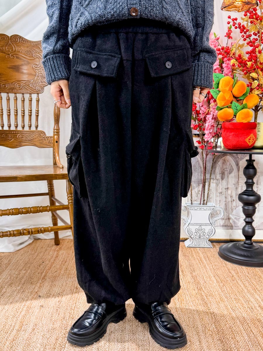 ⬇️開倉低至半價😱FINALSALE📣 橡根腰．前兩假袋．腳位打摺．絨絨料褲 (有袋)【不設退換】