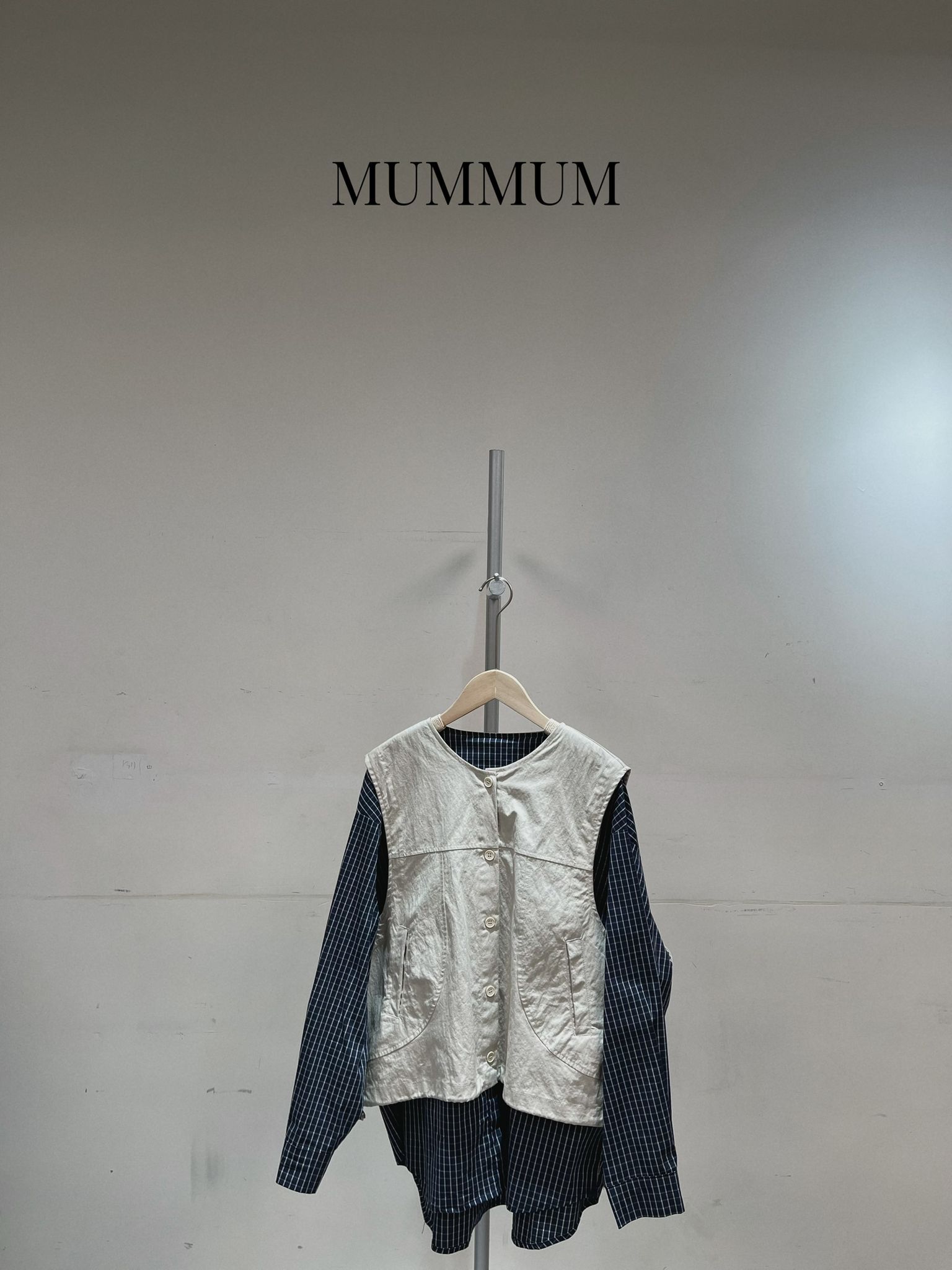 0213068a/假兩件格仔恤衫背心外套 48/48/26-28