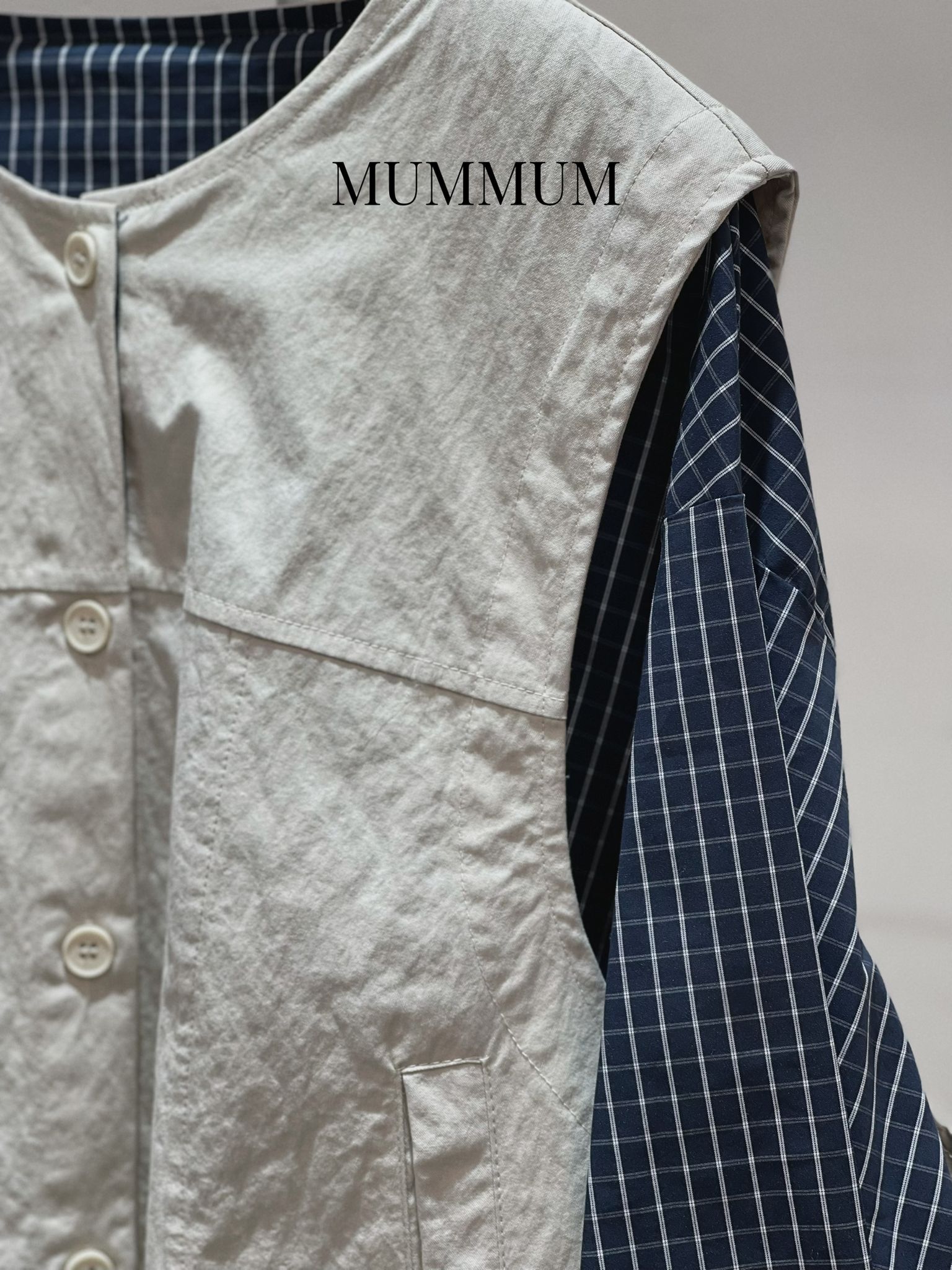 0213068a/假兩件格仔恤衫背心外套 48/48/26-28