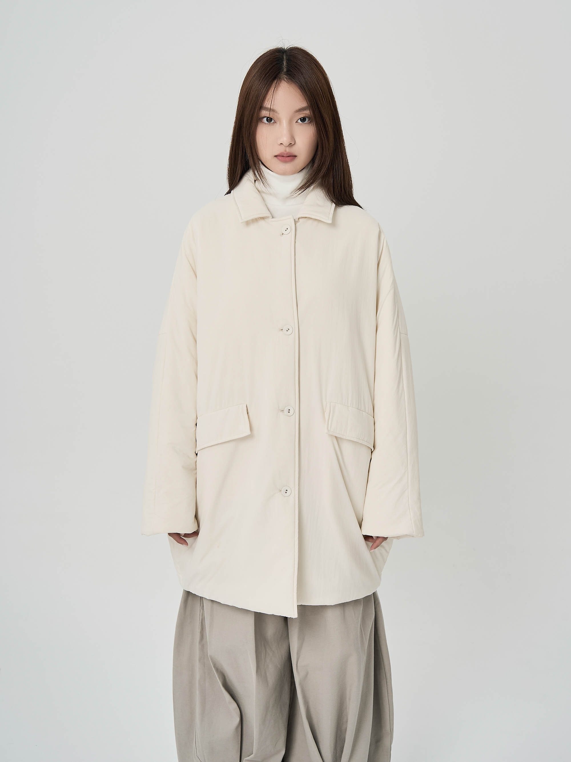 鋪棉休閒西裝外套-白