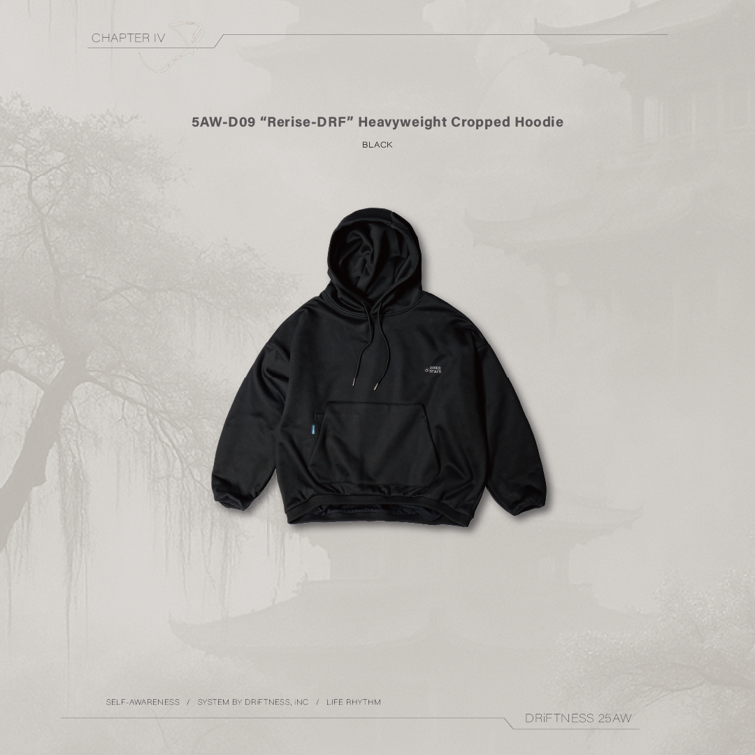 DRiFTNESS｜5AW-D09 "Rerise-DRF" 重磅背圖短版帽踢 - Black